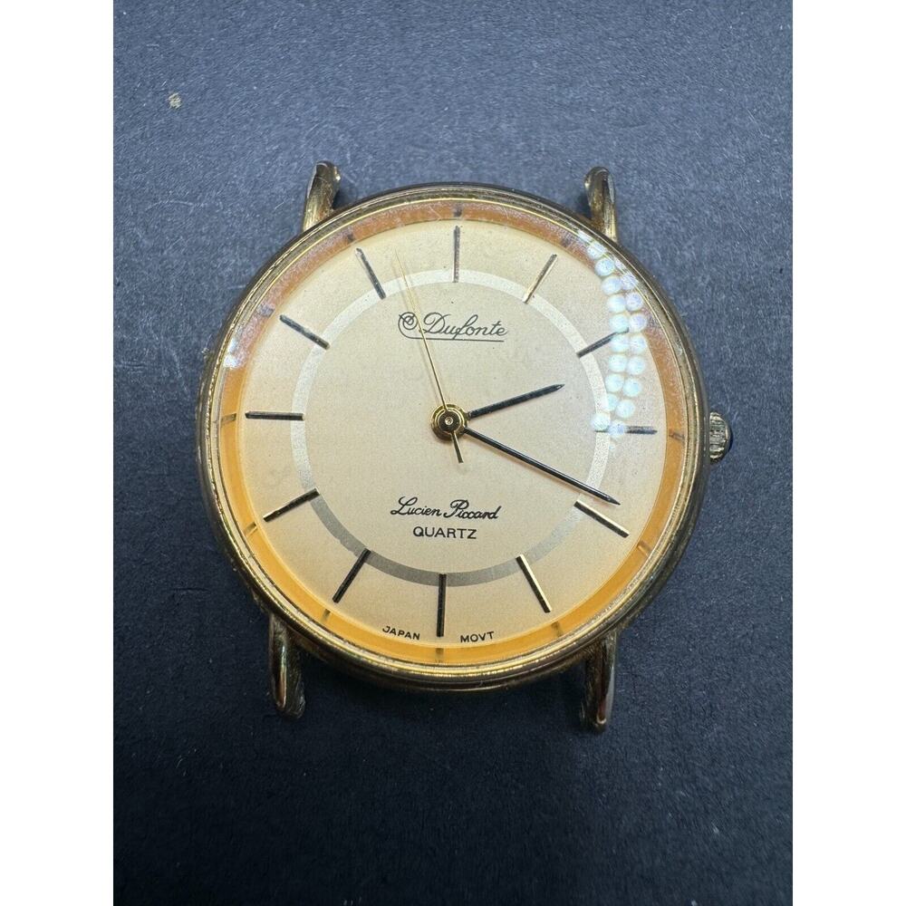 Vintage Dufonte Lucien Piccard Quartz Watch Gold Tone Japan Movt No Band
